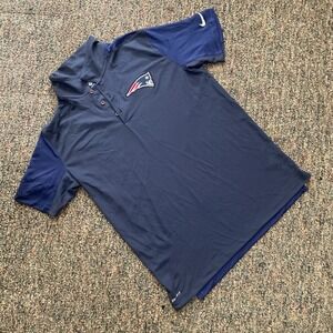 Nike New England Patriots NFL Training Dri-FIT Polo Shirt Mens Large Navy Blue